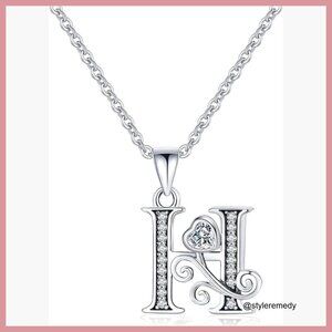 S925 Sterling Silver Initial Letter Necklace Personalized Jewelry Gift